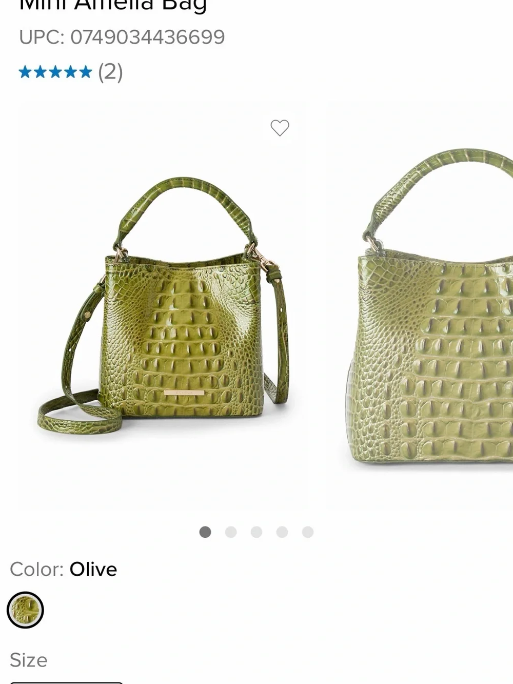 Brahmin Olive Croc-Embossed Mini Amelia Satchel